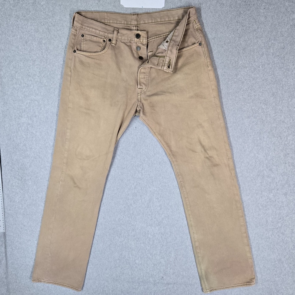 Levi's 501 Men Jeans 33X32 Khaki Denim Original Fit Straight Button Fly 30"